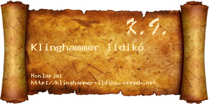 Klinghammer Ildikó névjegykártya